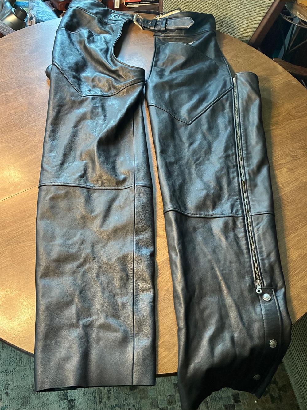 Harley Davidson Men's 3XL Leather Chaps | Motorcycle Riding Chaps